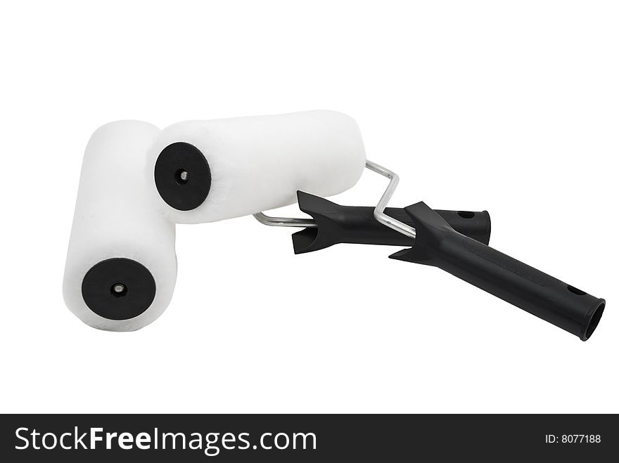 Two white paint rollers isolated on white background.Also,check out