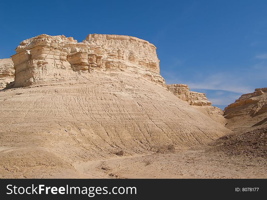 Eroded rocks in Perazim canyon. Judean Desert nature reserve, Israel.