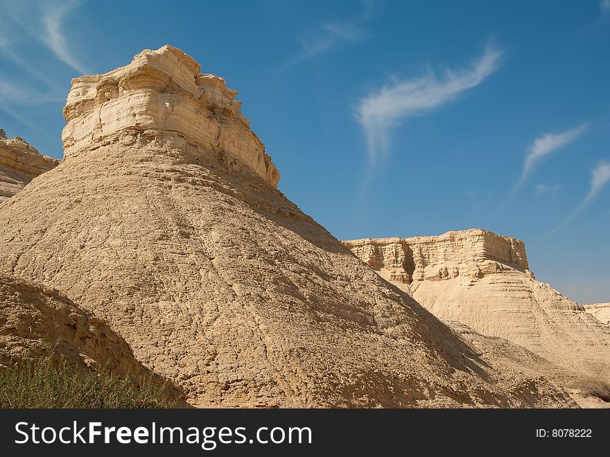 Eroded rocks Perazim canyon. Judean Desert nature reserve, Israel.