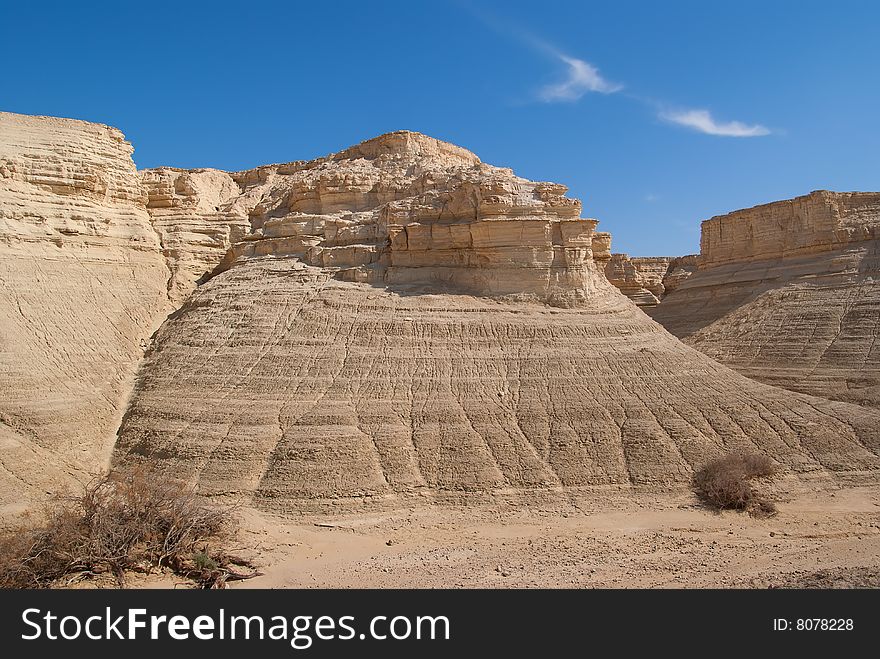 Eroded rocks Perazim canyon. Judean Desert nature reserve, Israel.