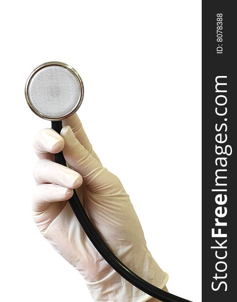 Detail of stethoscope isolated on the white background