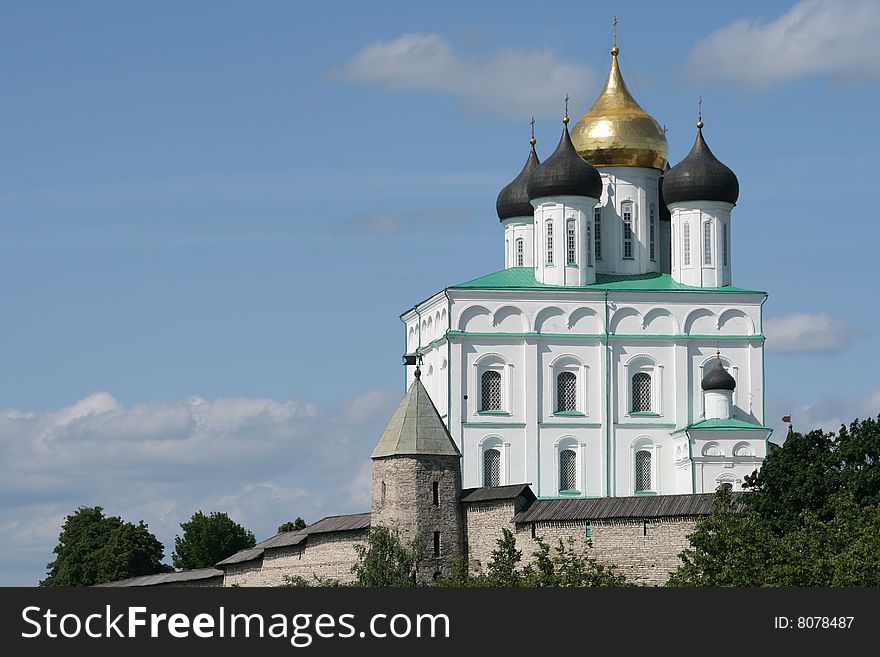 Troickiy cathedral in Kremlin in Pskov