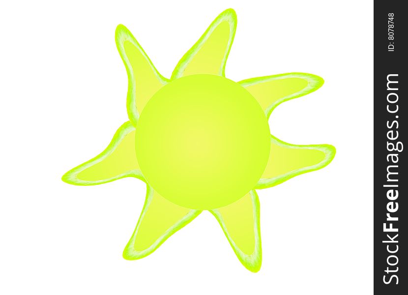 Sun yellow white background isolated