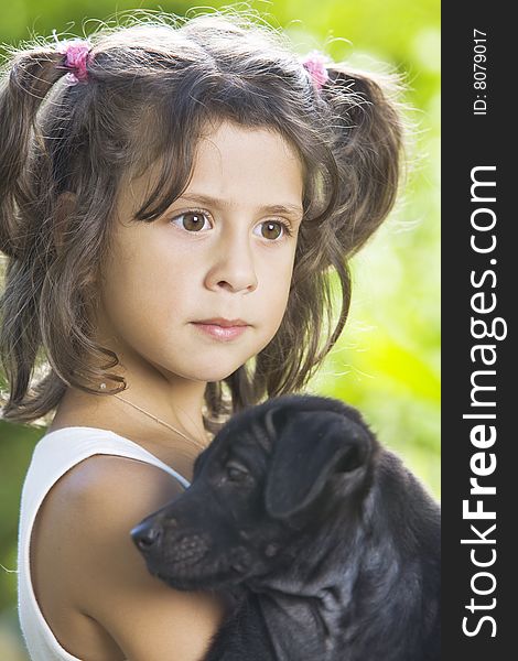 Portrait of little girl having good time in summer environment. Portrait of little girl having good time in summer environment