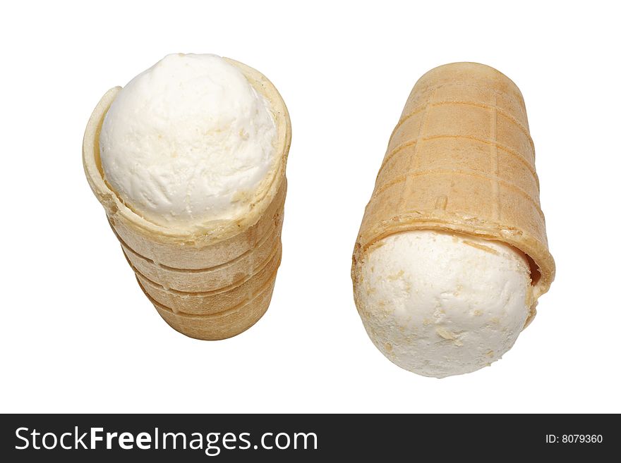 Ice creams under the white background