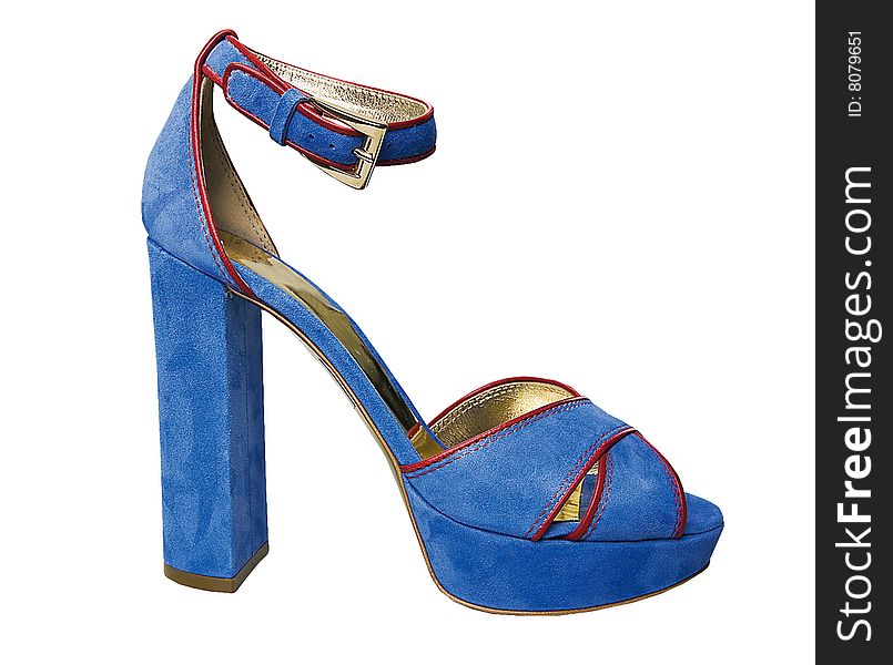 High heel blue leathers shoes