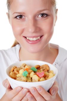 Woman With Food Stock Photography