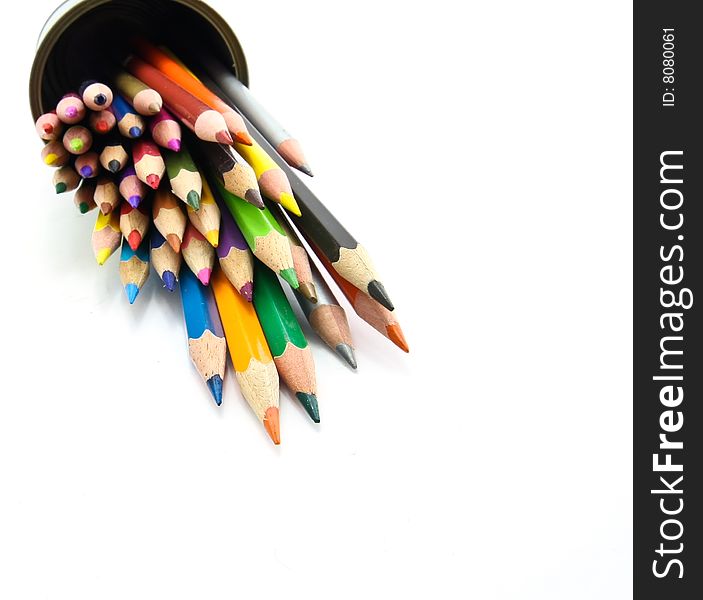 a selection of color pencils on white