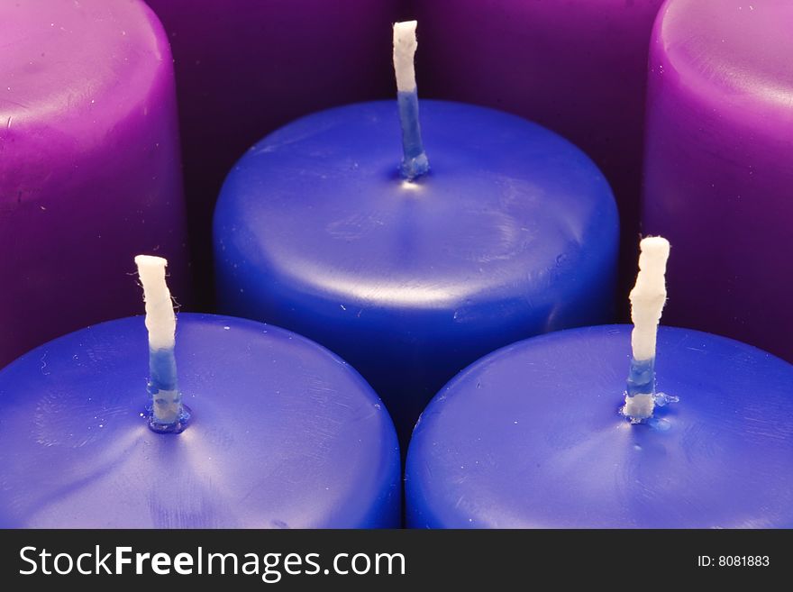 The blue and purple candels
