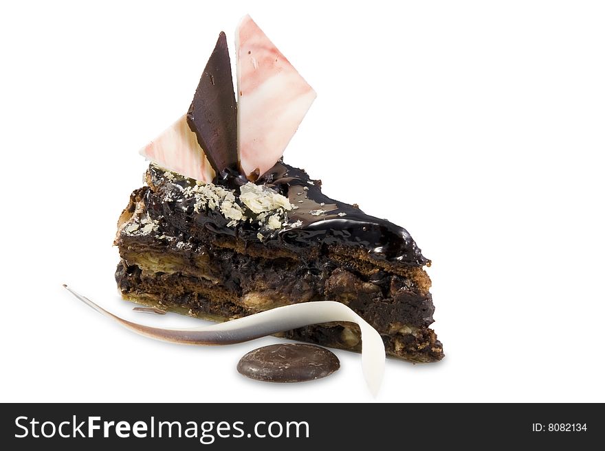 Beautiful chocolate cake, isolated on white