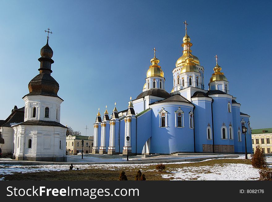 Saint Michael's Golden-Domed Cathedral in Kiev, Ukraine (Malorussia)
 At winter. Saint Michael's Golden-Domed Cathedral in Kiev, Ukraine (Malorussia)
 At winter