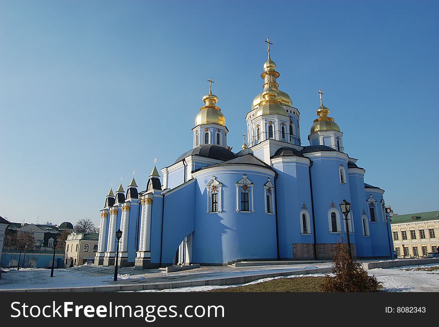 Saint Michael's Golden-Domed Cathedral in Kiev, Ukraine (Malorussia) At winter. Saint Michael's Golden-Domed Cathedral in Kiev, Ukraine (Malorussia) At winter