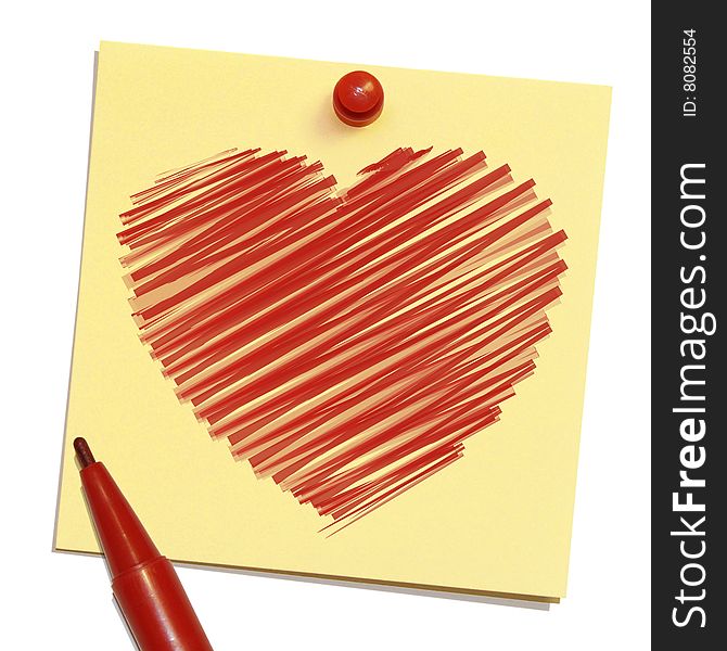 Sticker with red heart - love background. Sticker with red heart - love background