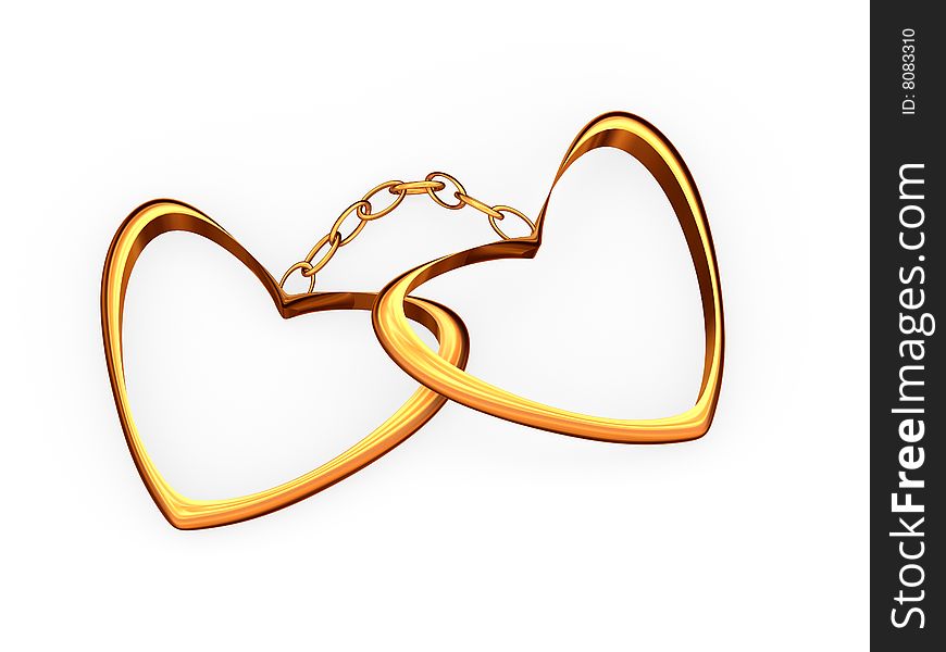 Gold hearts connected among themselves a gold circuit. Gold hearts connected among themselves a gold circuit.