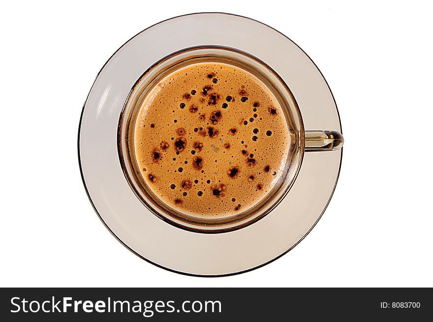 Coffee cup on saucer isolated on white