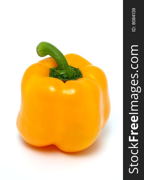 Picture of yellow pepper on white background.