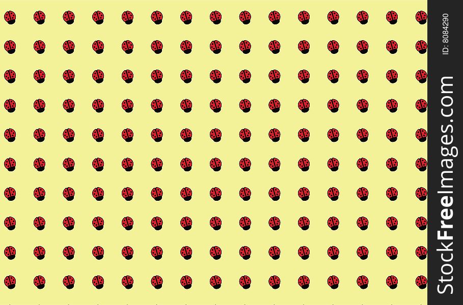 Ornamental background with ladybirds. Vector.