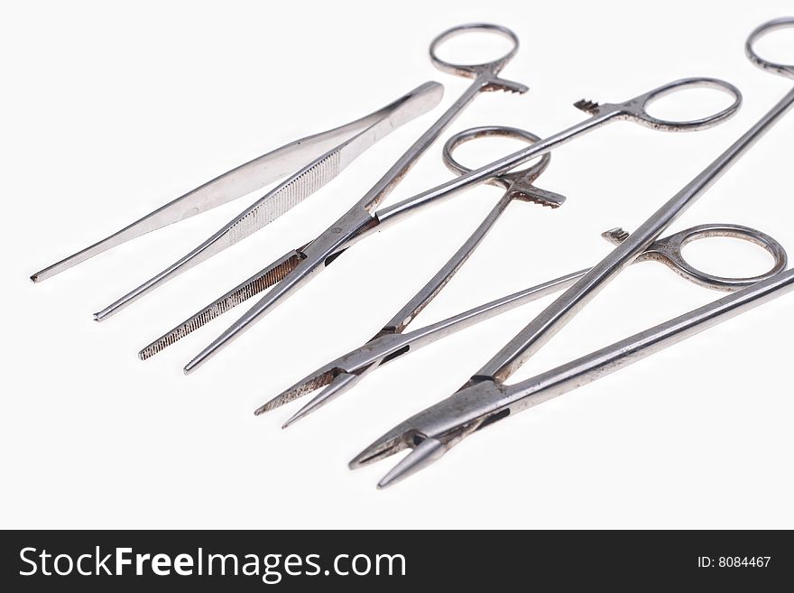 Surgical tools, isolated on a white background