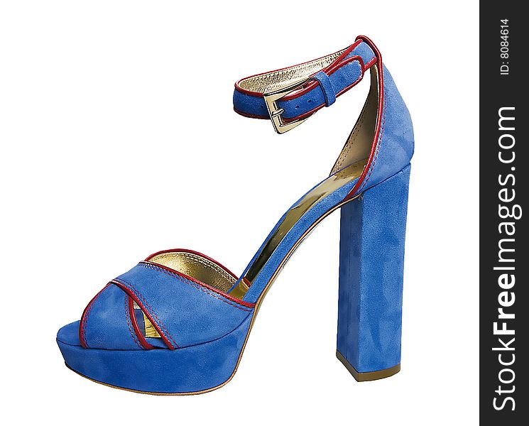 High heel blue leathers shoe