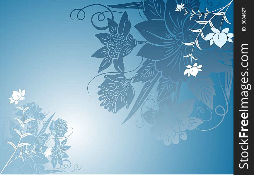 Cool floral background blue vector