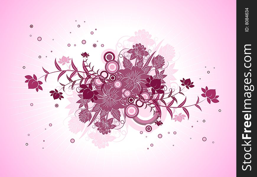 Cool floral background pink vector