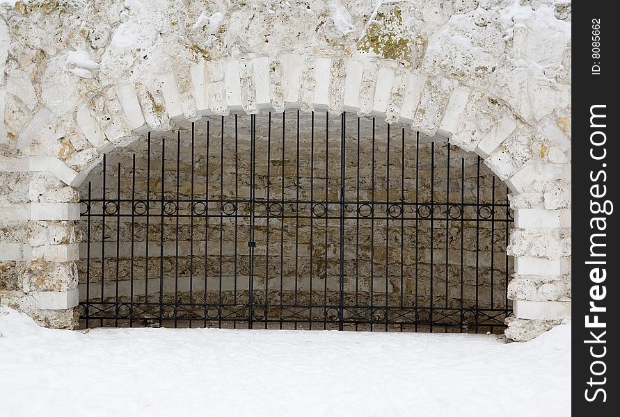 Old grating gate in paRK. Old grating gate in paRK