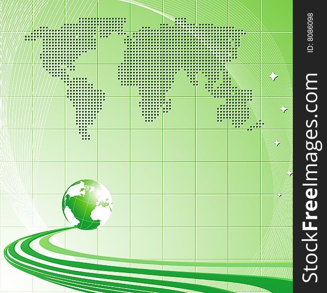 Modern light green background with globe and map of the world. Modern light green background with globe and map of the world