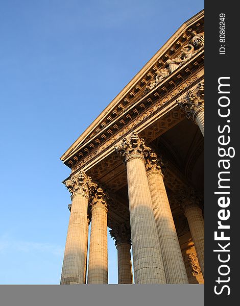 Pantheon of Paris with blue sky