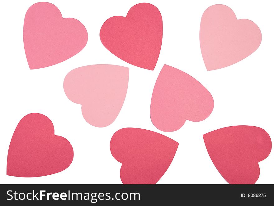 Valentine's day background  of heart shaped notes. Valentine's day background  of heart shaped notes