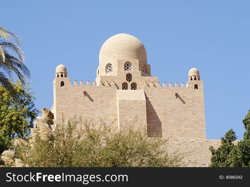 The Mausoleum of Aga Khan on the top of a hill in Aswan Egypt