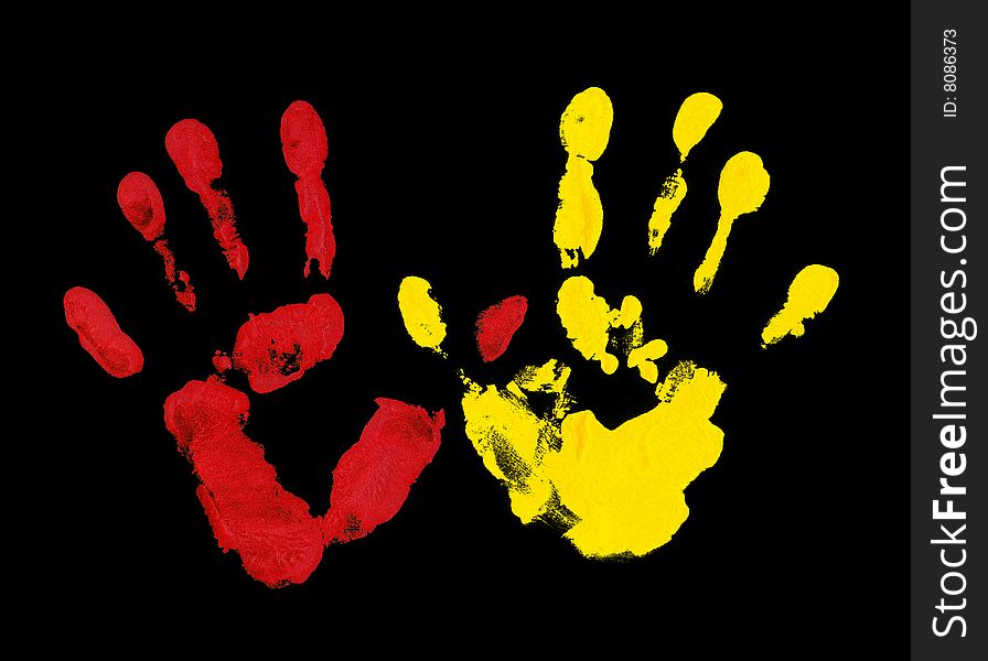 Yellow and red fingerprint