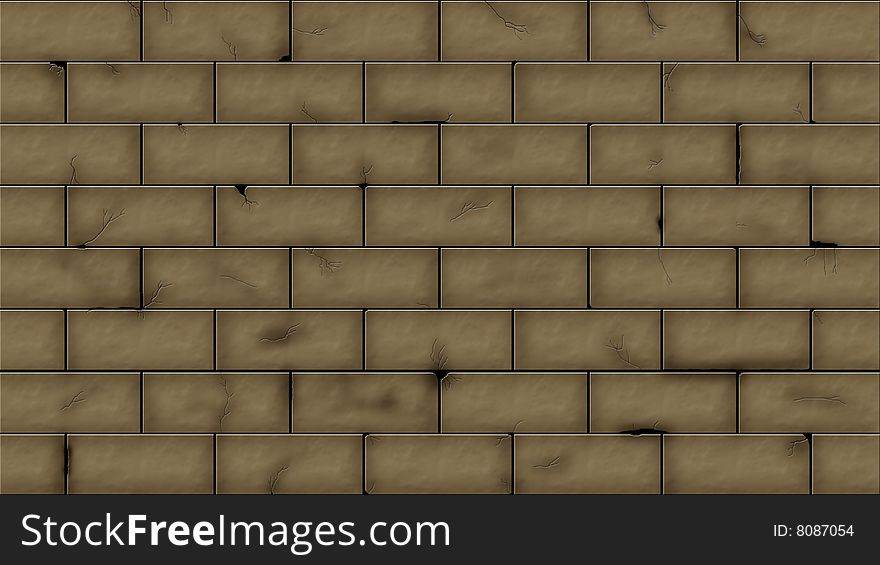 A illustration of a old brick wall with cracks in it