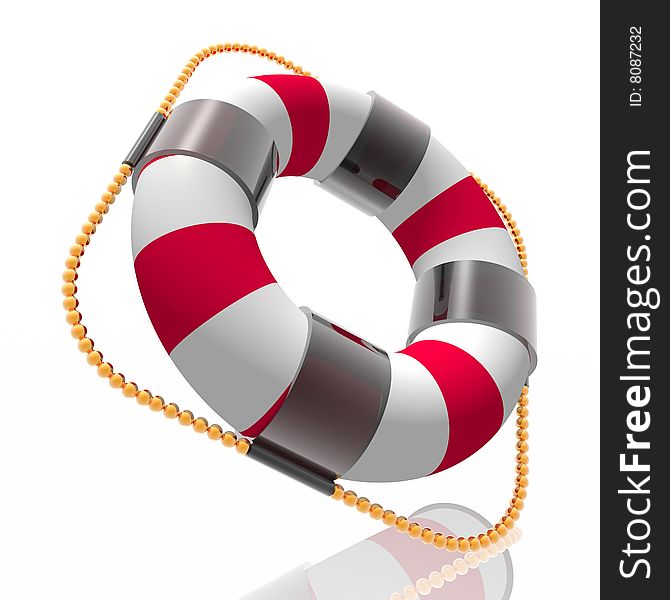 Color striped lifebuoy ring with a gold cord