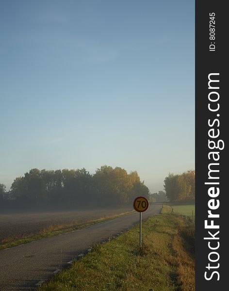 Misty morning road in Stockholm. Misty morning road in Stockholm