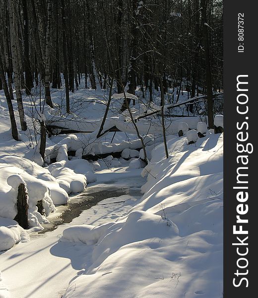 Stream In A Winter Forest