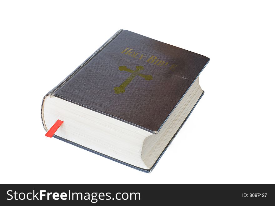 Well read Holy Bible isolated on white, clipping path included