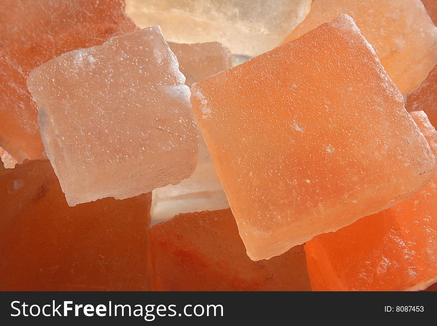 Orange cubes of salty stone