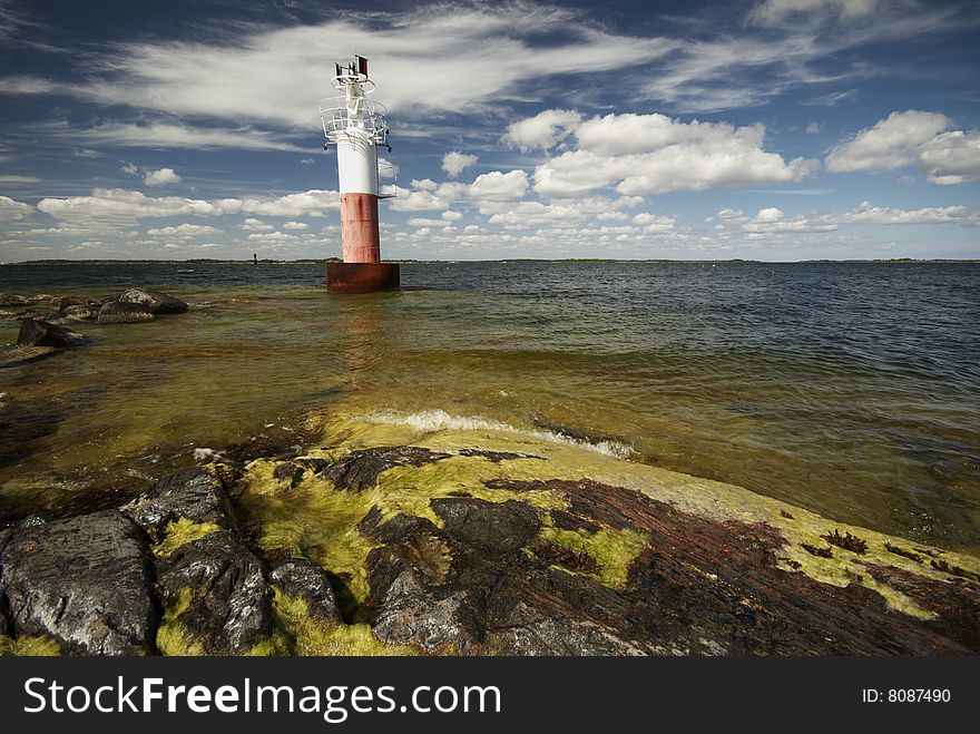 Lighthouse in the summer in Stockholms skï¿½rgï¿½rd