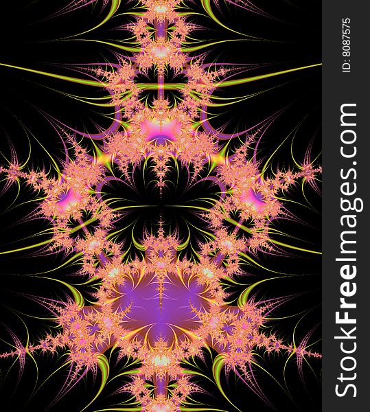Abstract fractal pattern on black. Abstract fractal pattern on black