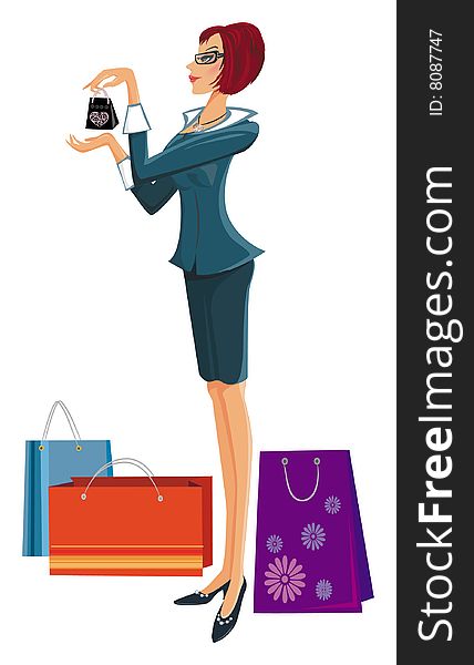 Shopping pretty woman. Vector illustration