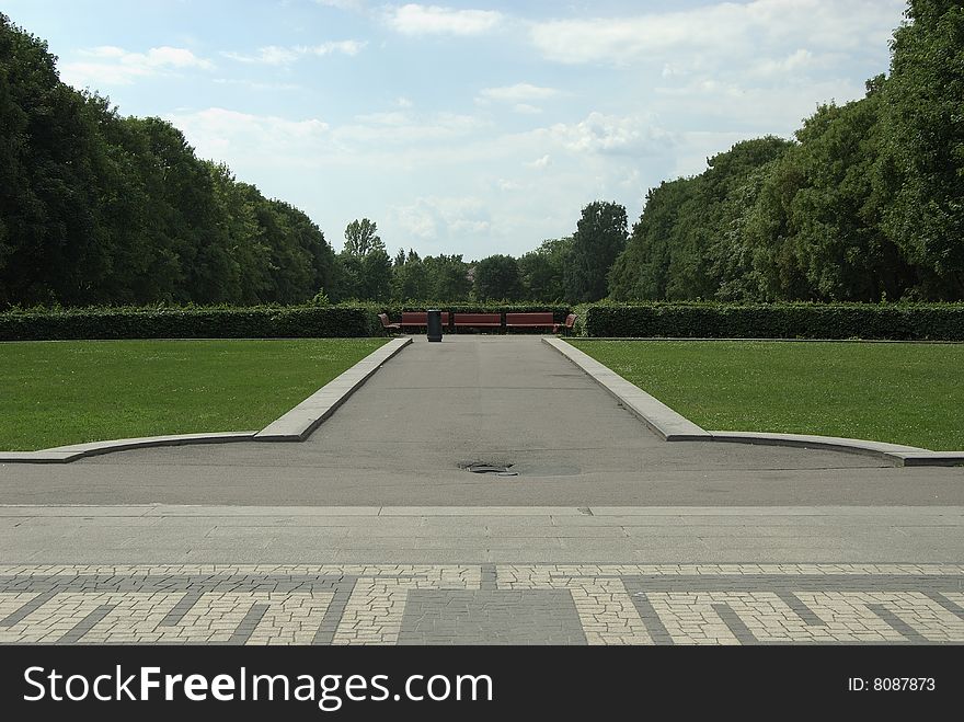 Walkway in a garden located in Oslo, Norway. Walkway in a garden located in Oslo, Norway