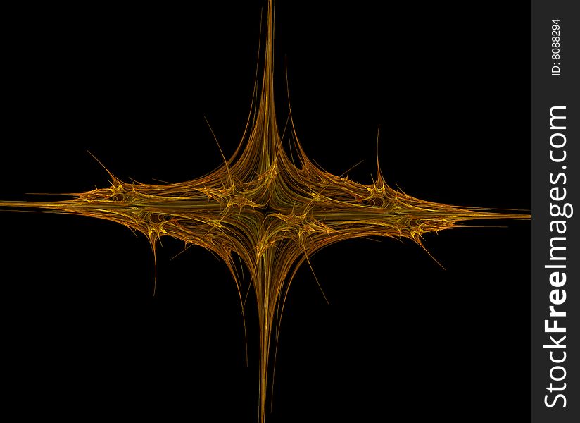 The star yellow fractal on the black background