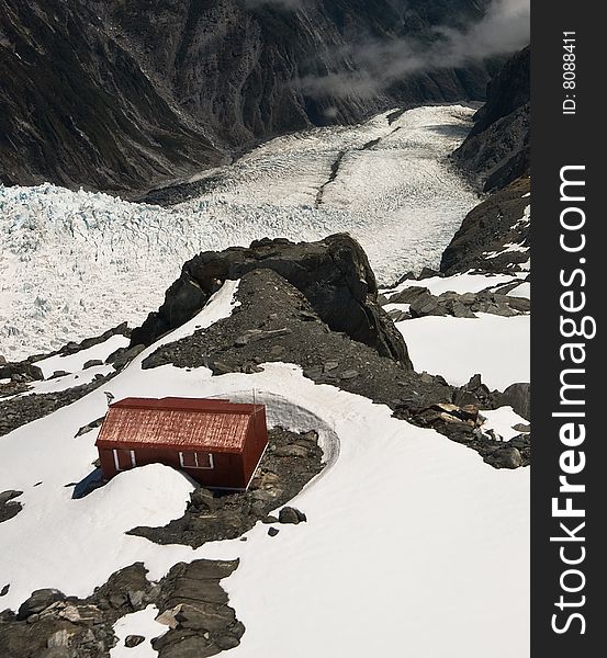 Mountain Hut and Glacier New Zealand