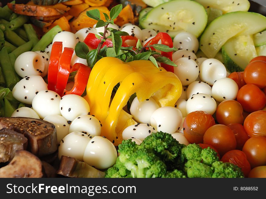 Fresh Vegetables, Fruits and other foodstuffs. Shot in a studio. Fresh Vegetables, Fruits and other foodstuffs. Shot in a studio.