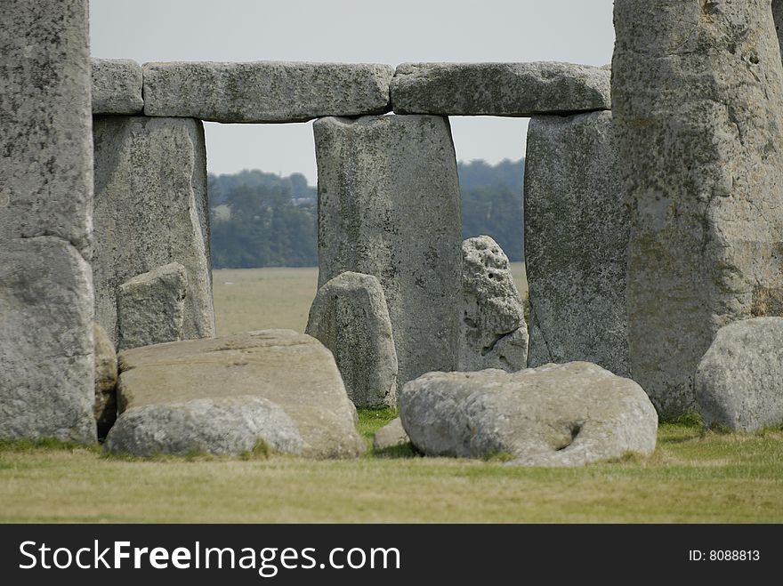 A closeup of the rock formations at Stonehenge. A closeup of the rock formations at Stonehenge