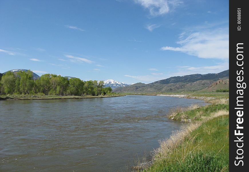 Yellowstone River meanders through Yellowstone National Park in Wyoming, United States.