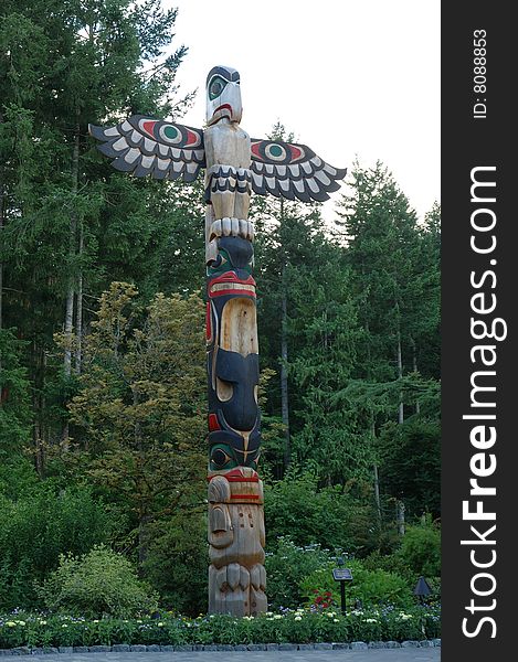 Traditional totem pole in Canada. Traditional totem pole in Canada