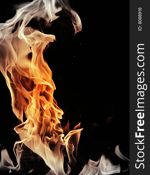 Fiery flame with beautiful color and contrast. Fiery flame with beautiful color and contrast