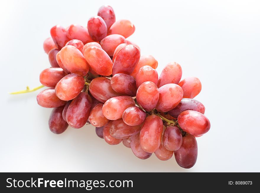 Red Grapes on white background with clipping path