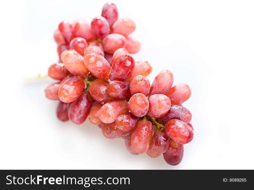 Red Grapes On White Background